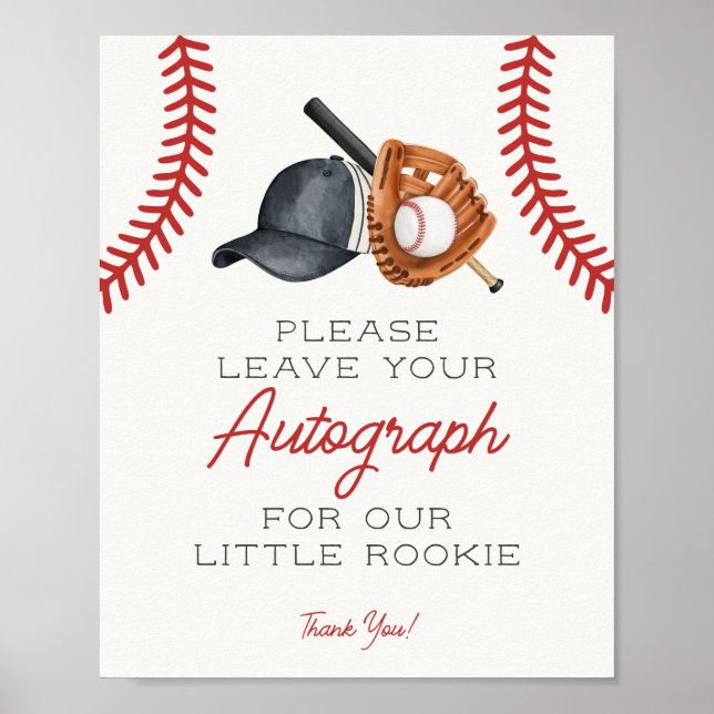 Baseboll Little Rookie autograf gästbok Poster (Framsidan)