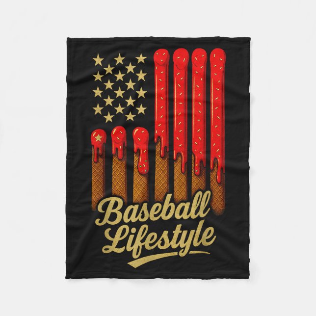 Baseboll livsstil 101 kläder ungdom baseboll Drip Fleecefilt (Framsidan)