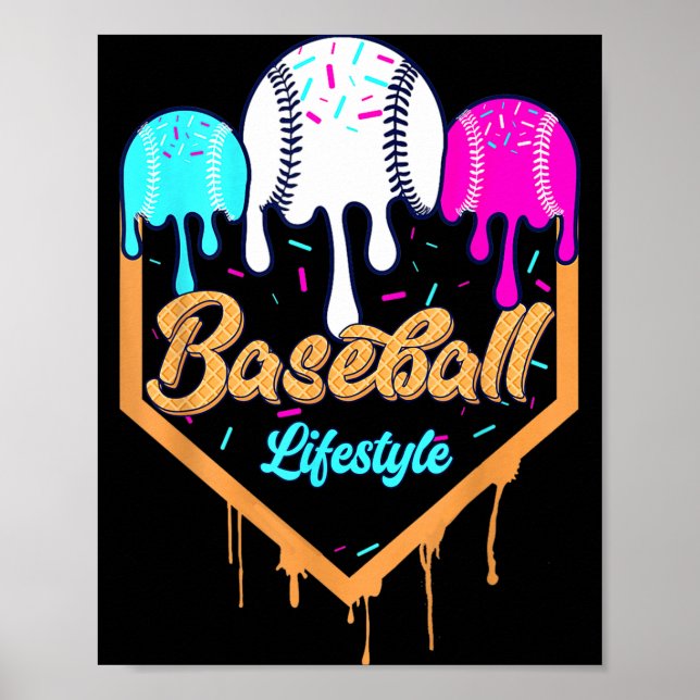Baseboll livsstil 101 kläder ungdom Drip baseboll Poster (Framsidan)
