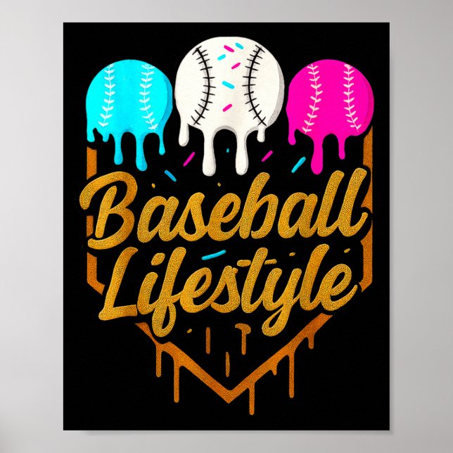 Baseboll livsstil, Baseboll Drip Glass  Poster (Framsidan)