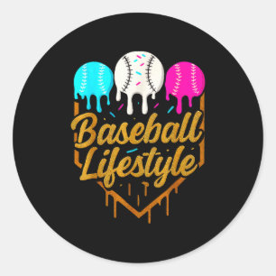 Baseboll livsstil, Baseboll Drip Glass  Runt Klistermärke
