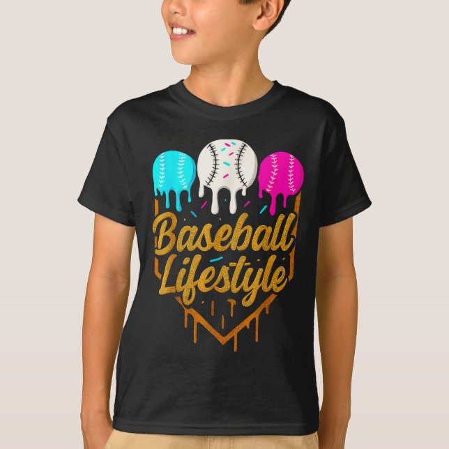 Baseboll livsstil, Baseboll Drip Glass  T Shirt (Framsida)