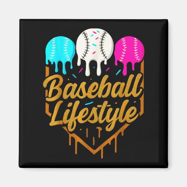Baseboll livsstil, baseboll droppglass  magnet (Framsidan)