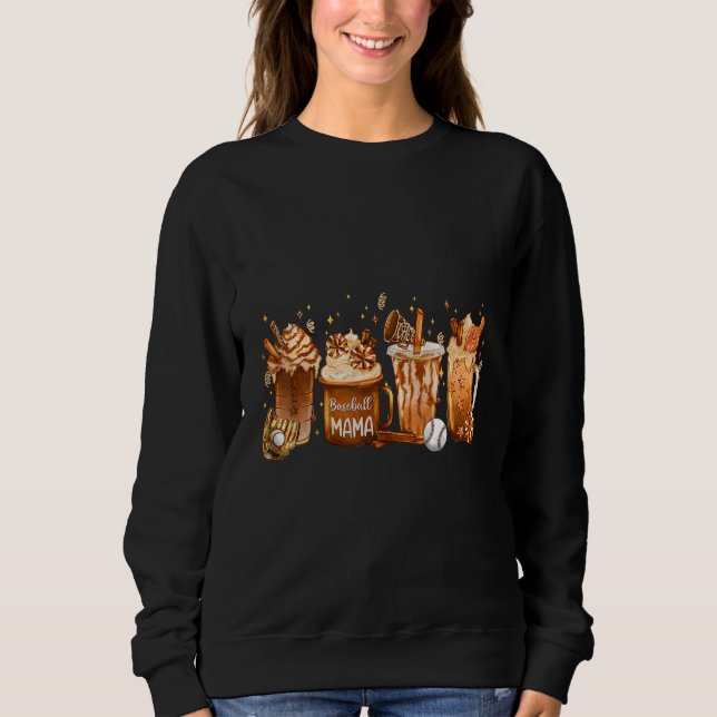 Baseboll Mama Höst Kaffe Latte Höst Dräkt T Shirt (Framsida)