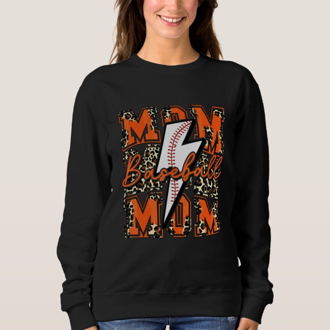 Baseboll Mamma Baseboll Blixt Läder Orang T Shirt (Framsida)