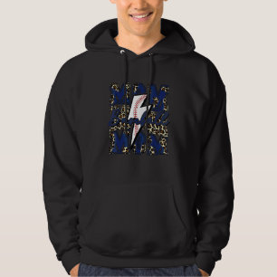 Baseboll Mamma Baseboll Blixt Leopard Marinblå Hoodie