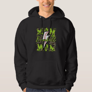 Baseboll Mamma Baseboll Blixtstråle Leopard Lime Hoodie