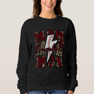 Baseboll Mamma Baseboll Blixtstråle Leopard Mörkrö T Shirt