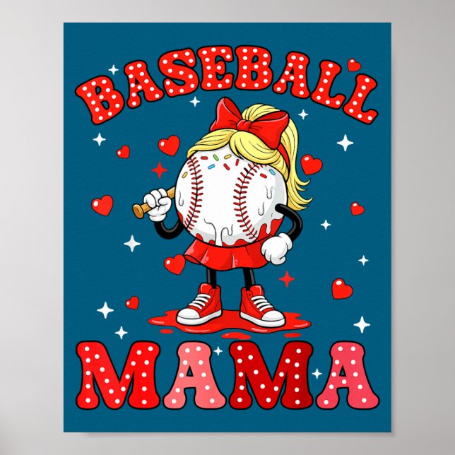 Baseboll mamma idrottsmamma baseboll valentine-dry poster (Framsidan)