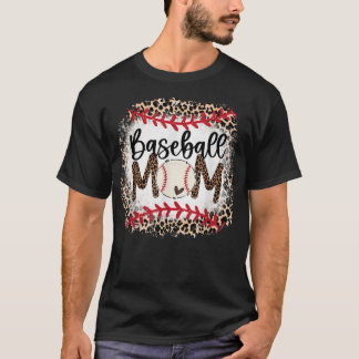 Baseboll Mamma Leopard Softboll Mama Mors dag 2 T Shirt