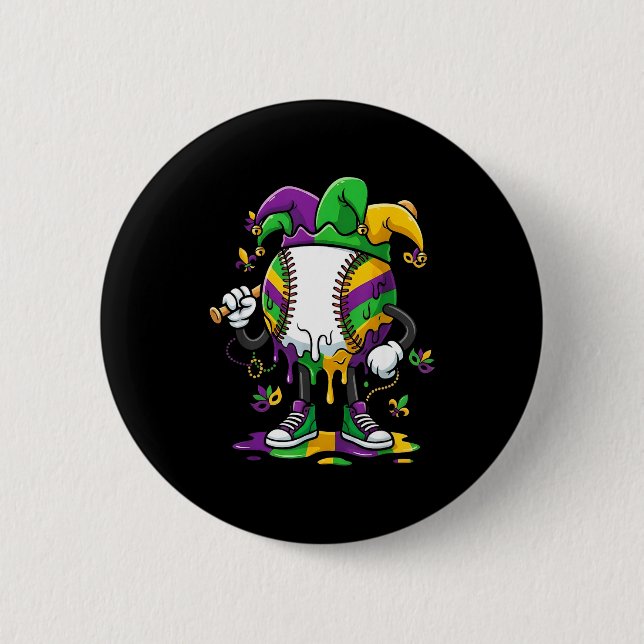 Baseboll Mardi Gras Karneval Fest Mask Glass  Knapp (Framsida)