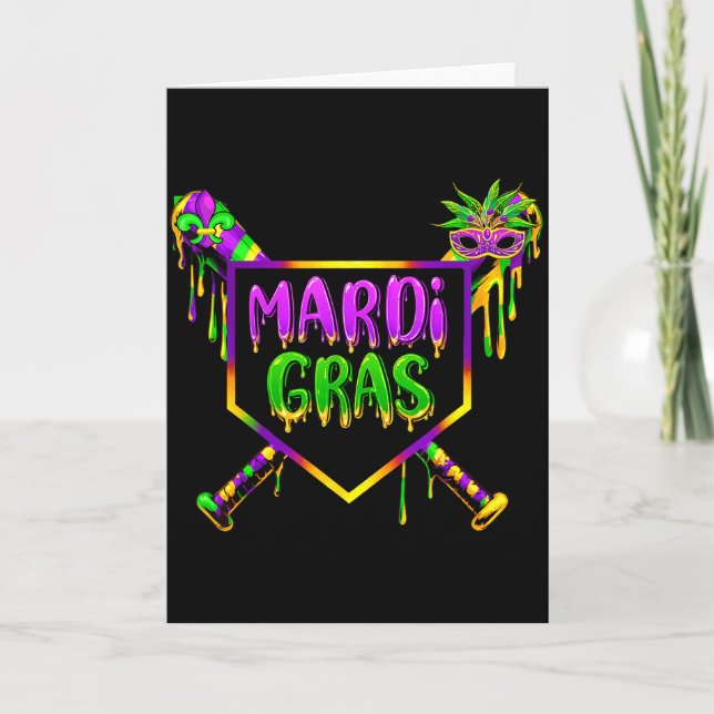 Baseboll Mardi Gras Karneval Fest Mask Glass  Kort (Framsida)