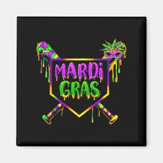 Baseboll Mardi Gras Karneval Fest Mask Glass Magnet