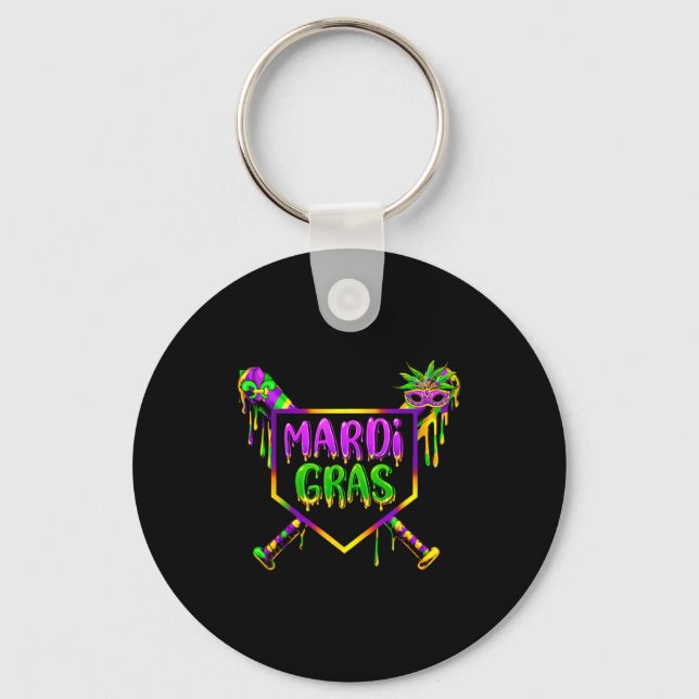 Baseboll Mardi Gras Karneval Fest Mask Glass  Nyckelring (Framsida)