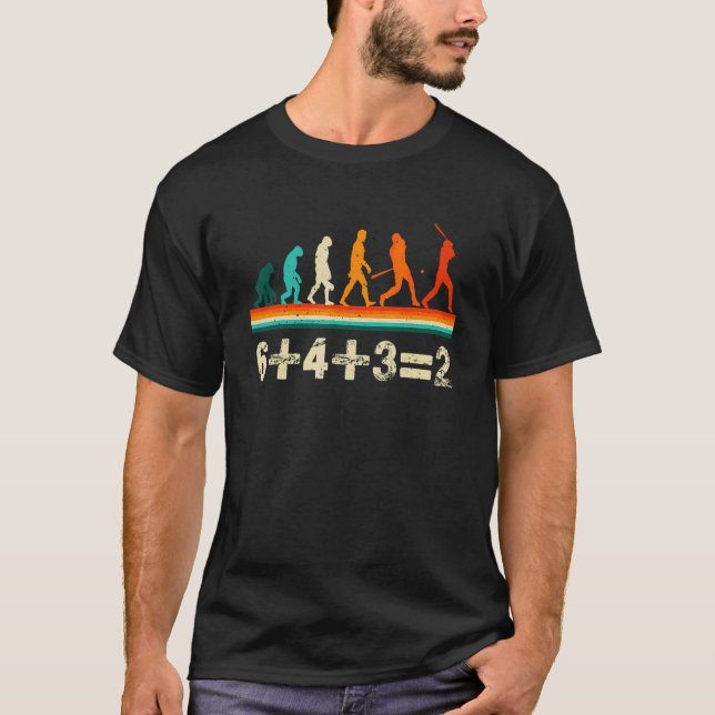 Baseboll Math 6+4+32 Double Play  Basebollspelare T Shirt (Framsida)
