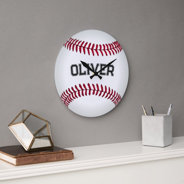 Baseboll med anpassat namn stor klocka (Kontor)