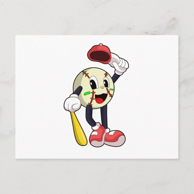 Baseboll med basebollträ vykort (Framsida)