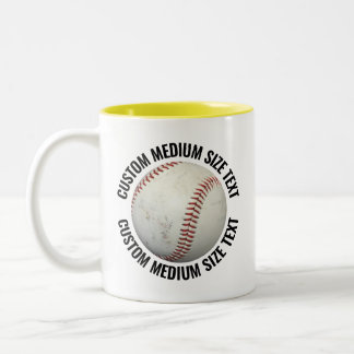 Baseboll & Medium Text GUL 11oz Anpassad Två-Tonad Mugg