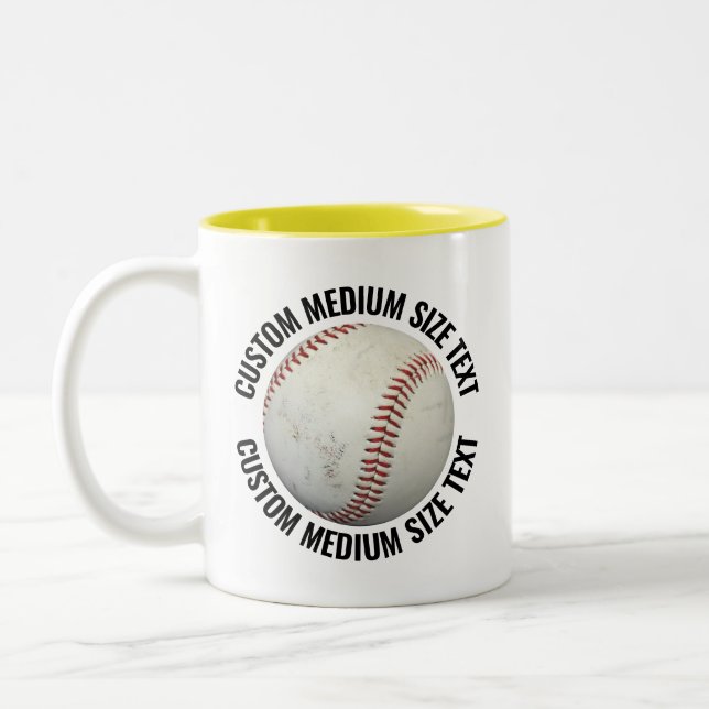 Baseboll & Medium Text GUL 11oz Anpassad Två-Tonad Mugg (Vänster)
