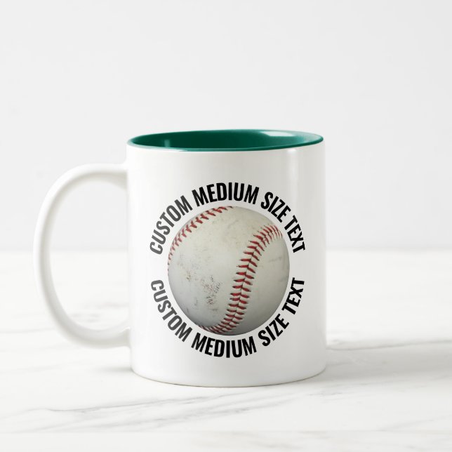 Baseboll & Medium Text JAKTGRÖN 325g Anpassad Två-Tonad Mugg (Vänster)
