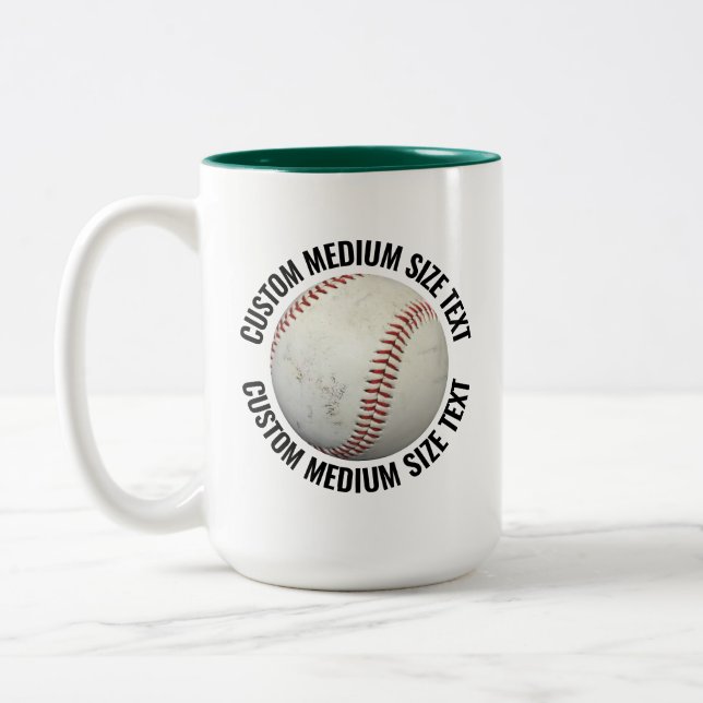 Baseboll & Medium Text JAKTGRÖN 425g Custom Två-Tonad Mugg (Vänster)