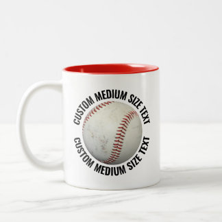 Baseboll & Medium Text RÖD 11oz Anpassad Två-Tonad Mugg