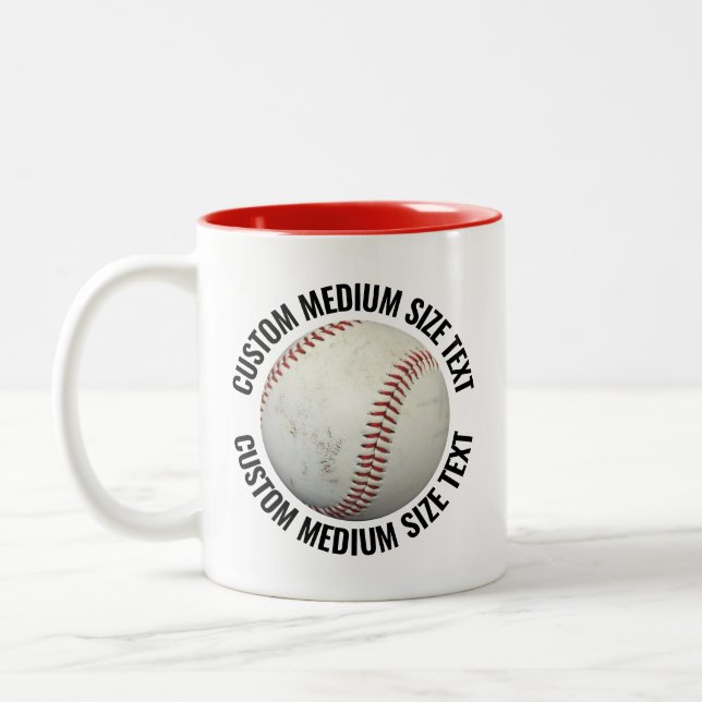 Baseboll & Medium Text RÖD 11oz Anpassad Två-Tonad Mugg (Vänster)