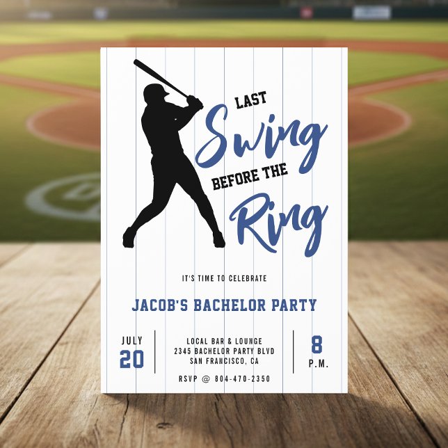 Baseboll Möhippa Sista Svinget Innan Ringen Inbjudningar (Baseball Bachelor Party Last Swing Before the Ring Invitation
)