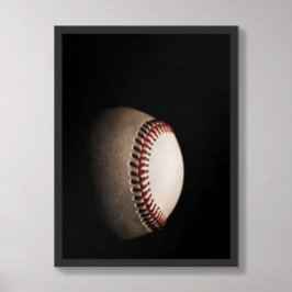 Baseboll Mörk Texturerad Minimalistisk Poster