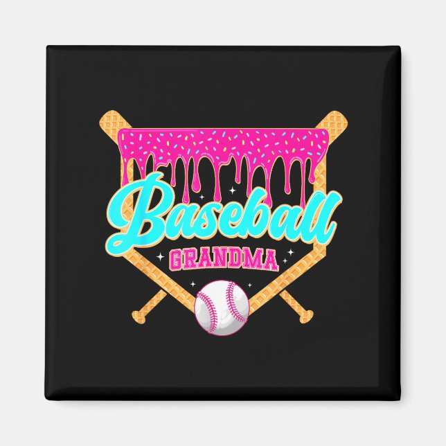 Baseboll Mormor Glass Drip Softball Spelare Magnet (Framsidan)
