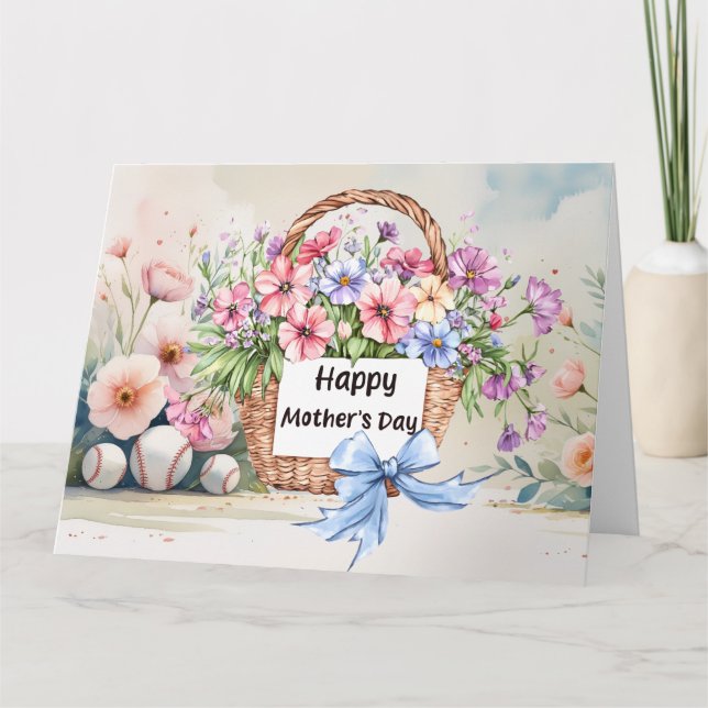 Baseboll Mors dag med blomsterbukett  Kort (Framsida)