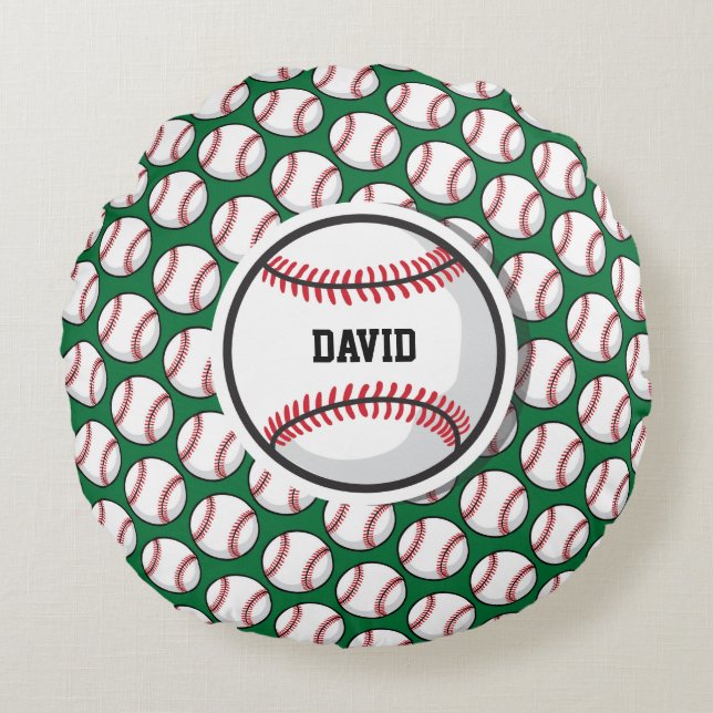 Baseboll Namn Rund Sport Barn Dekor Rolig Kudde (Framsidan)