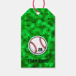 Baseboll NUMBER Lag NAMN Pixlad grön gräs Presentetikett