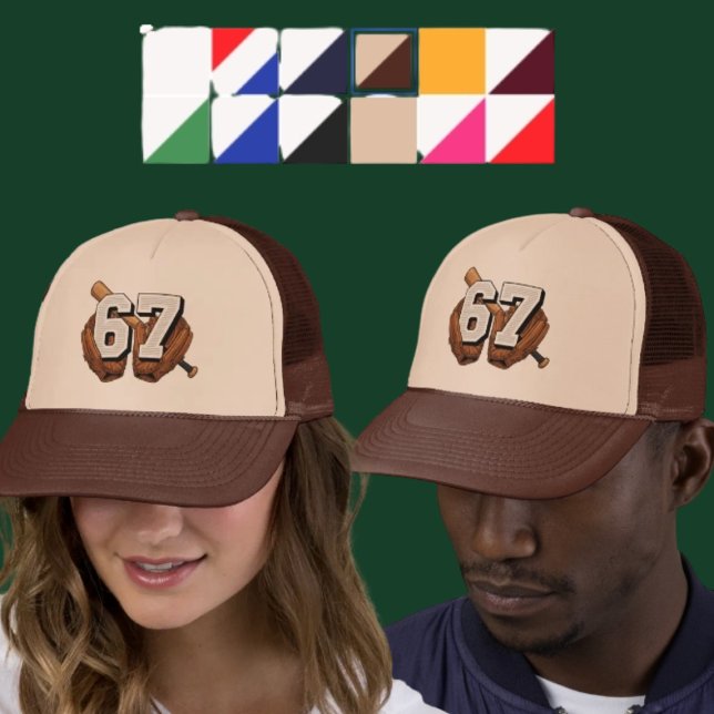 Baseboll Nummer 67 Vintage Handske Slagträ Trucker Keps (Skapare uppladdad)