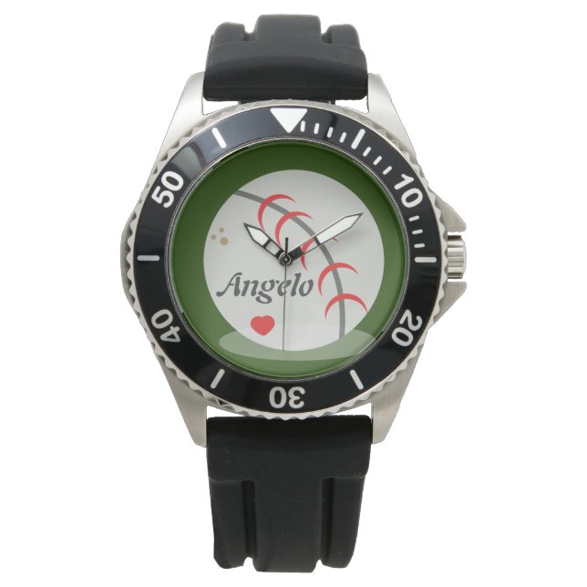 Baseboll och hjärta Sportboll Mäns present Armbandsur (Framsida)