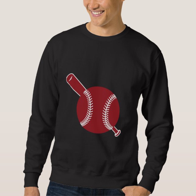 Baseboll och slagträ ikon lång ärmad tröja (Framsida)