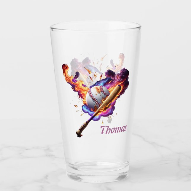 Baseboll på eld. glaskopp (Framsida)