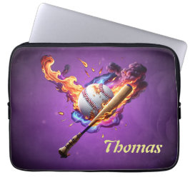 Baseboll på eld. laptop fodral