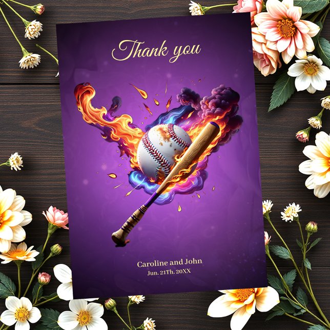 Baseboll på eld. tack kort (Skapare uppladdad)