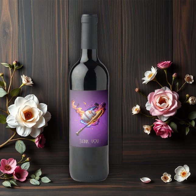 Baseboll på eld. vinflaska etikett (Skapare uppladdad)