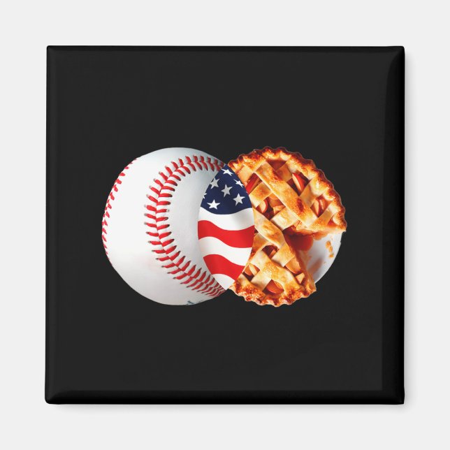 Baseboll Paj Amerikansk Flagga Juli Design Magnet (Framsidan)