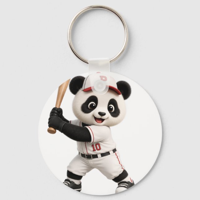 Baseboll Panda  Nyckelring (Framsida)