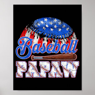 Baseboll Papaw USA Flag Fars Dag Speldag Män Poster