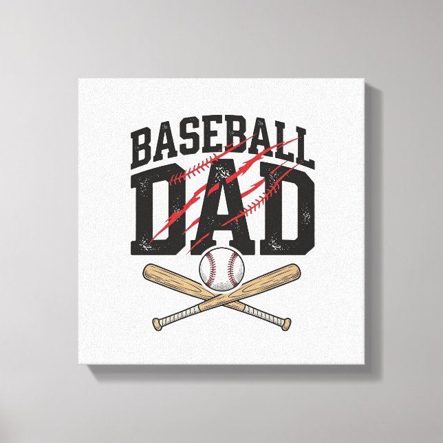 Baseboll Pappa Distressed Vintage Graverad Shirt D Canvastryck (Framsida)