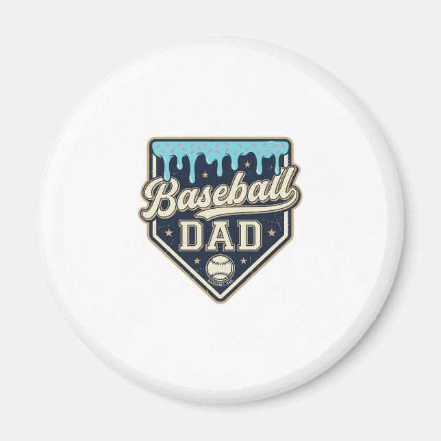Baseboll Pappa Droppande Hemmaplatt Vintage Vektor Magnet (Framsidan)