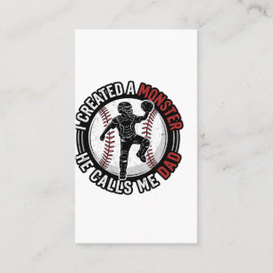 Baseboll Pappa Monster Vintage Catcher T-Shirt Des Visitkort