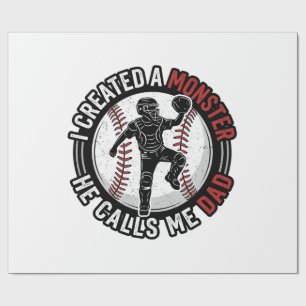 Baseboll Pappa Monster Vintage Fångare T-Shirt Des Presentpapper