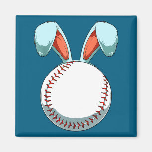 Baseboll Påskdag Kaninöron Kanin Baseboll Fa Magnet