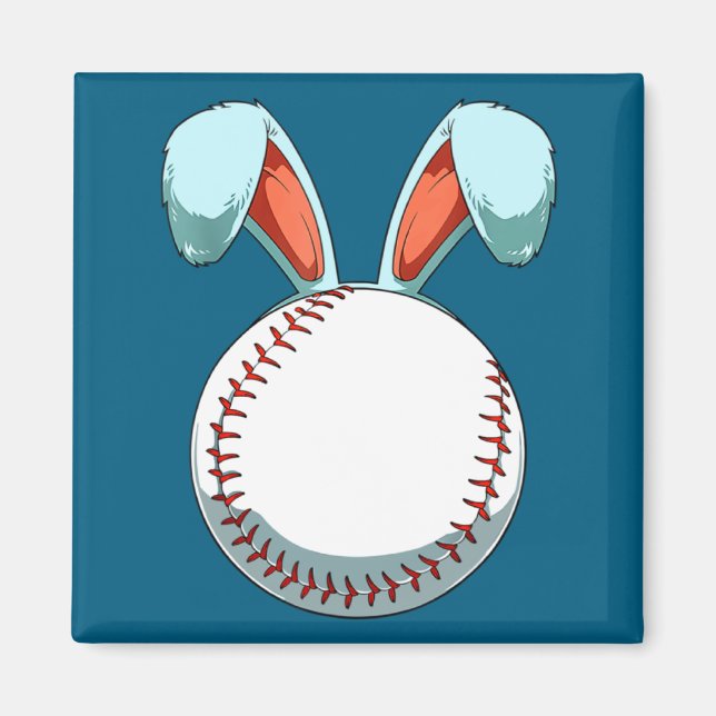 Baseboll Påskdag Kaninöron Kanin Baseboll Fa  Magnet (Framsidan)