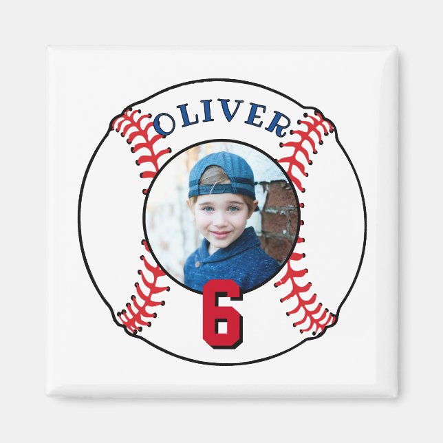 Baseboll Pojkar Födelsedags Foto Magnet (Framsidan)